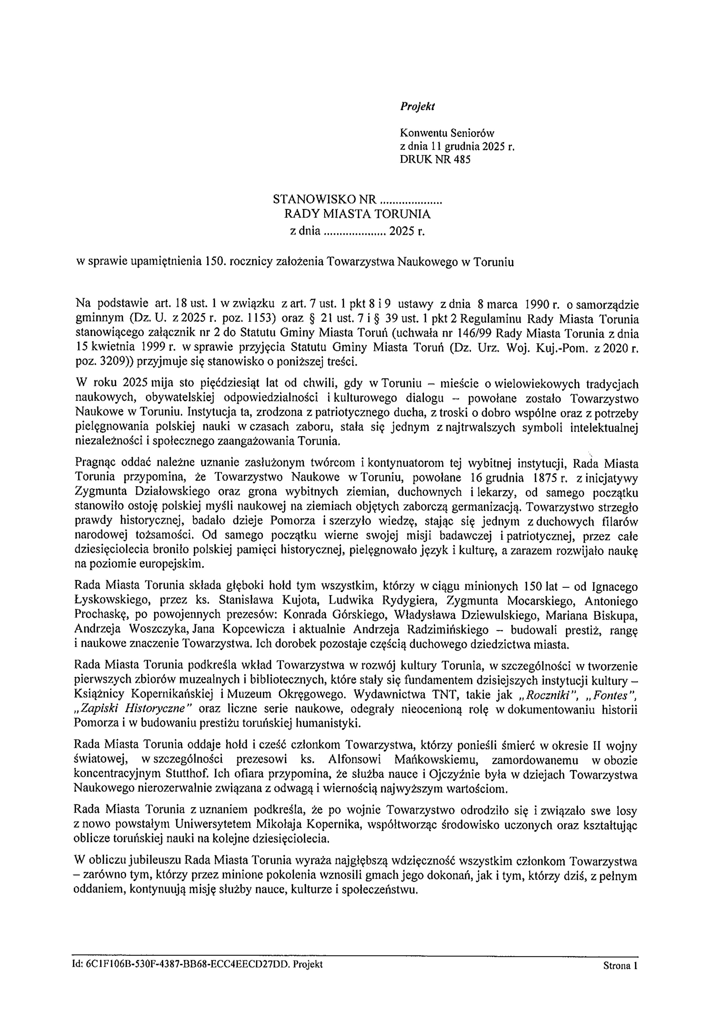 stanowiskach 150. rocznicę założenia Towarzystwa Naukowego w Toruniu_str_1