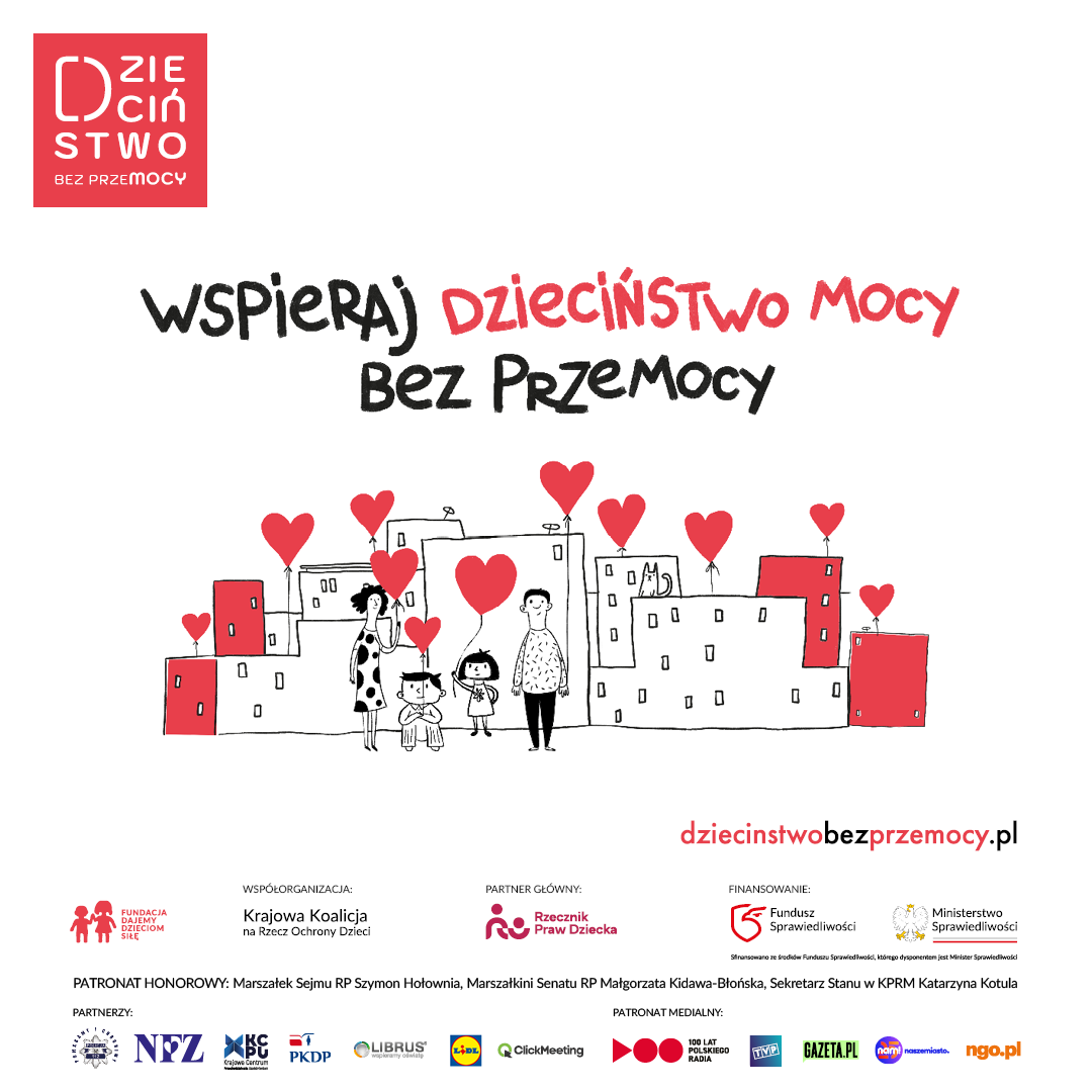 Grafika kampanii Fundacji Dajemy Dzieciom Siłę "Dzieciństwo bez przemocy"