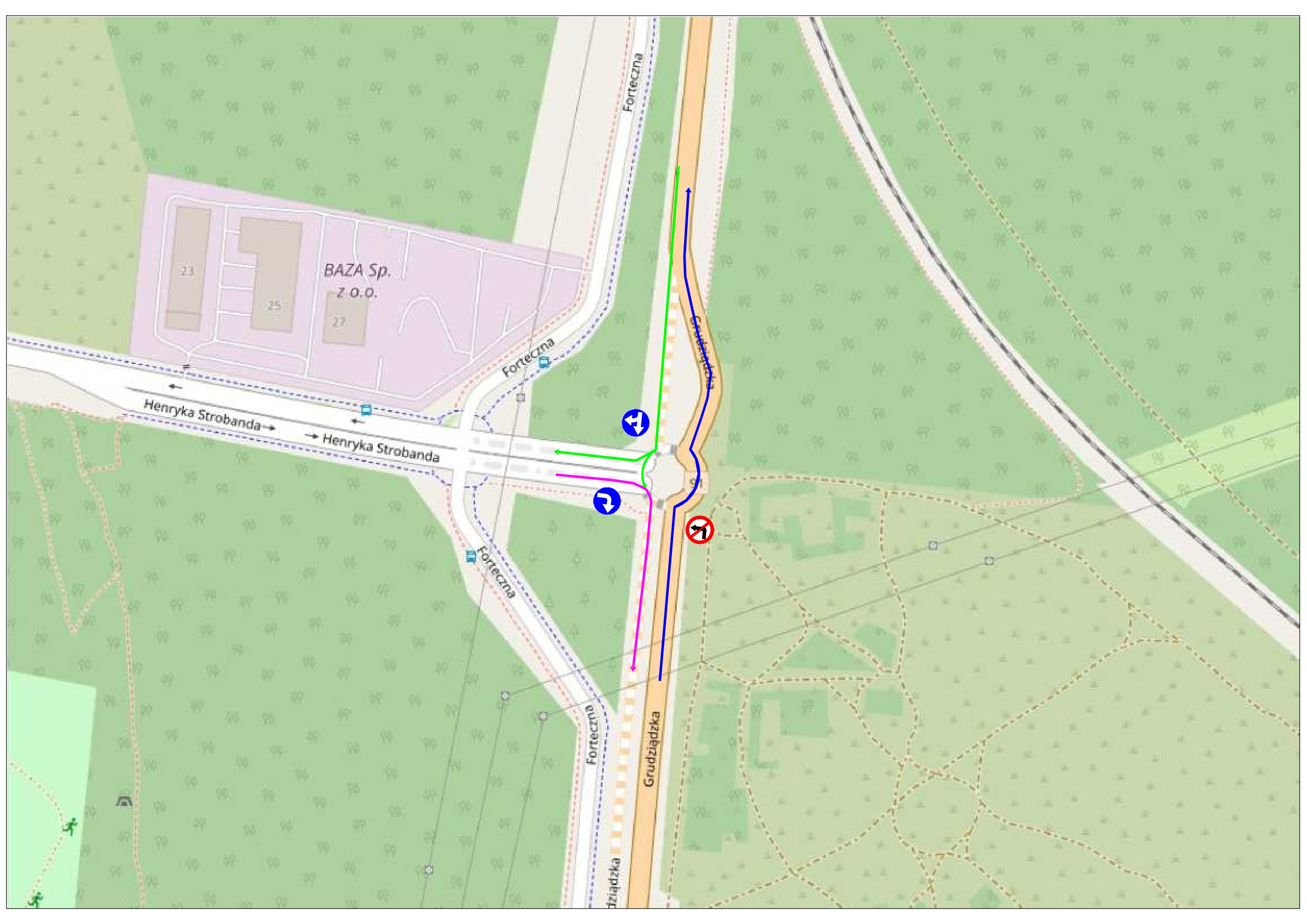 Zmiany na nowym rondzie przy Strobanda - mapka