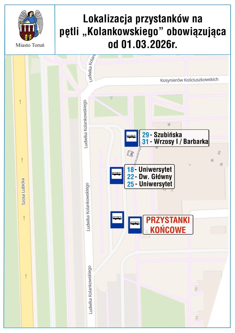 Nowe kursy autobusów i zmiany na pętli Kolankowskiego