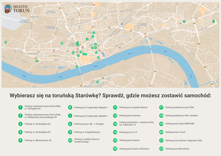 Przypominamy o dostępnych parkingach, z których łatwo można dostać się na Starówkę