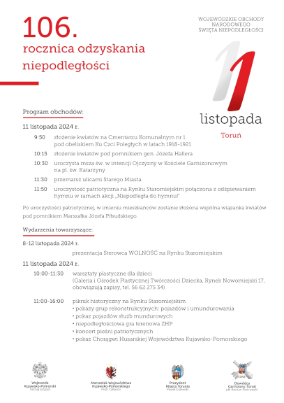 Święto Niepodległości w Toruniu - program