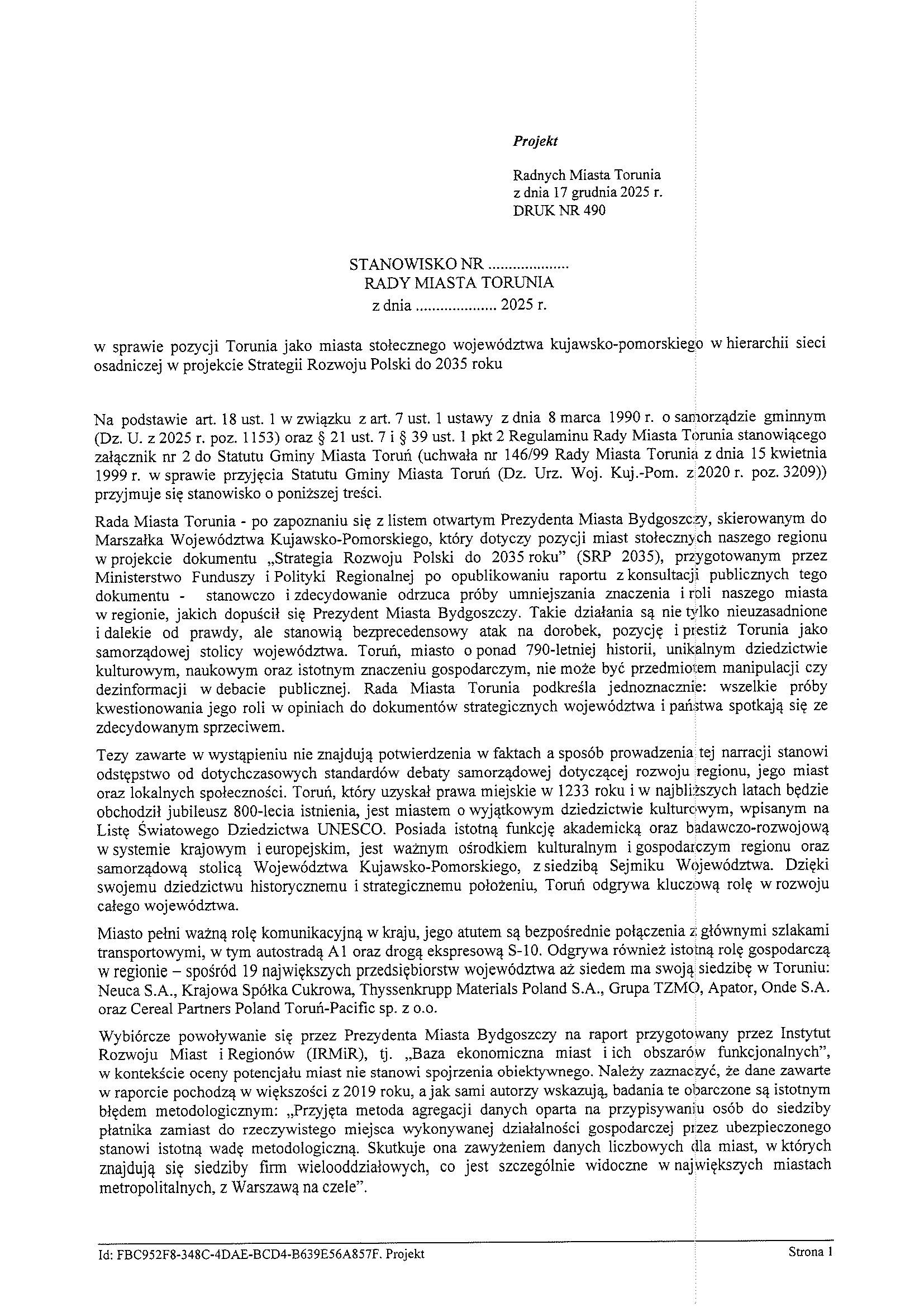 Projekt stanowiska RMT ws. SRP