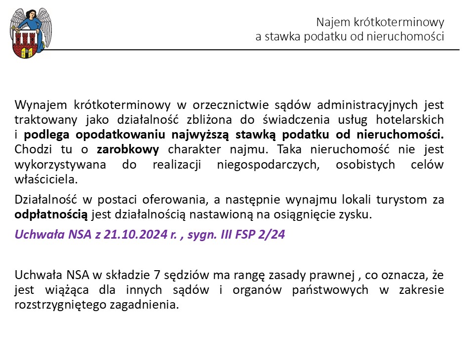 Najem krótkoterminowy - stawki podatku