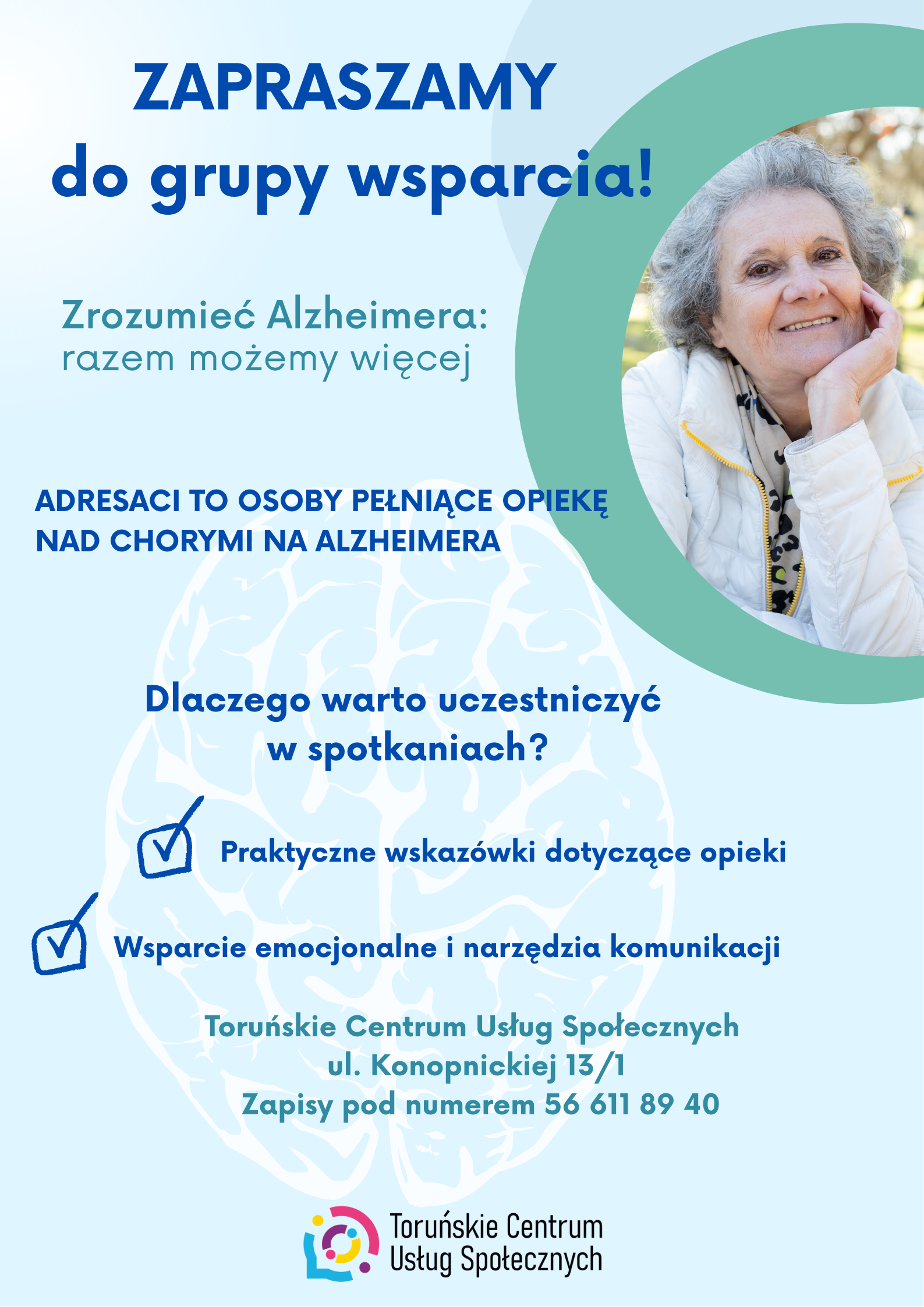 Zapisy na spotkania dla osób opiekujących się chorymi na Alzheimera