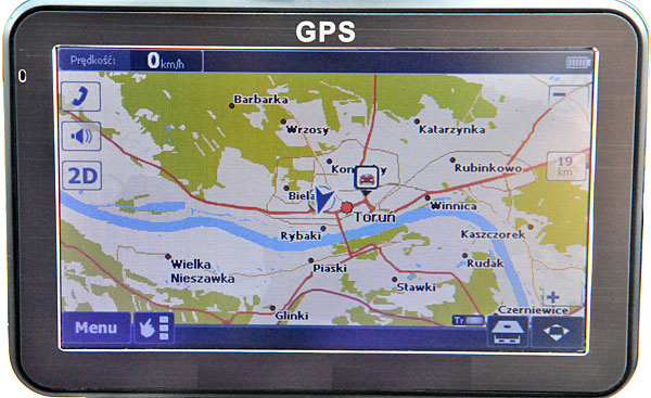 Toruń na wyświetlaczu urządzenia GPS