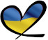 Serduszko w kolorze ukraińskiej flagi - niebieski i żółty, poziomy pas.