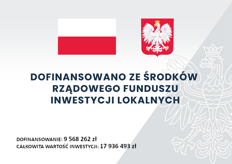 Flaga i godło Polski, kwoty i źródło dofinansowania.