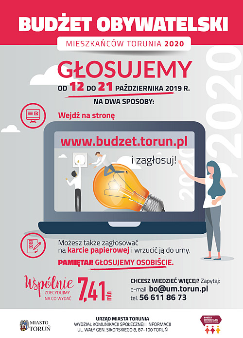 Budżet obywatelski Torunia 2020, plakat