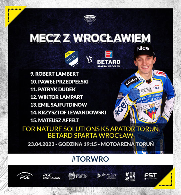 Plakat ze składem toruńskiej drużyny