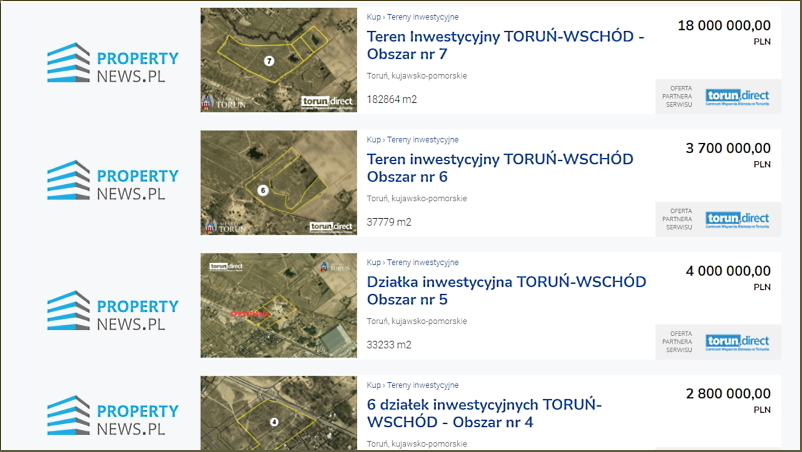 oferta inwestycyjna Torunia na stronach Propertynews.pl