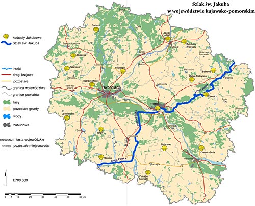 Mapa szlaku w kujawsko-pomorskiem