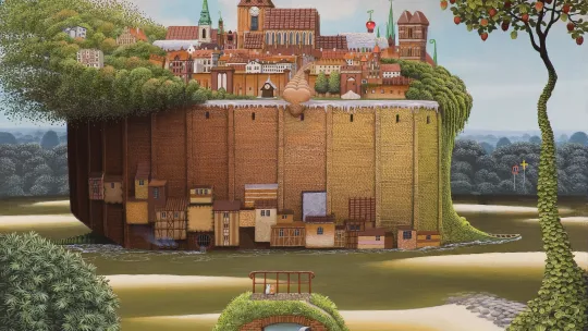 Jacek Yerka - A na deser Toruń, akryl