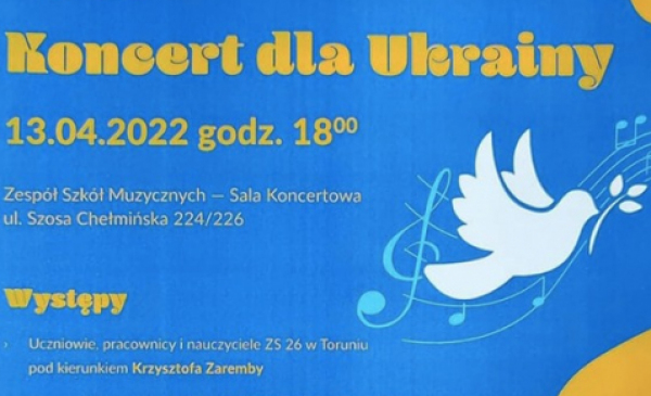 Plakat informującyo koncercie dla Ukrainy