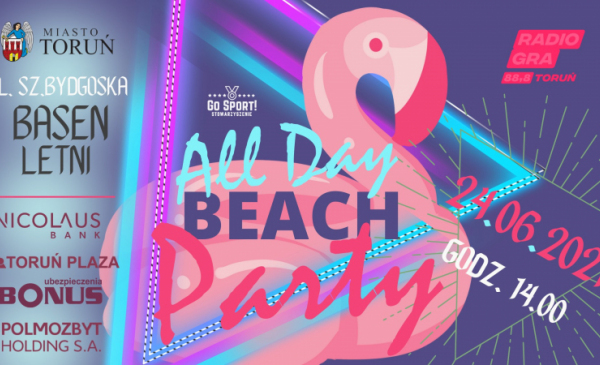 Grafika informująca o wydarzeniu „All Day Beach Party”