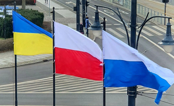 Flagi Polski, Ukrainy i Torunia