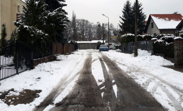 Ulica Miedza w Toruniu zimą