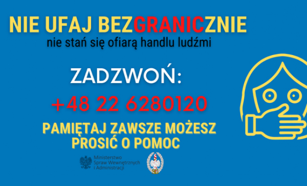Plakat zawierający zasady bezpieczeństwa dla osób przekraczających granicę polsko-ukraińską
