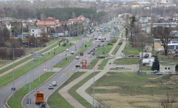 Widok z lotu ptaka na ulicę Olsztyńską