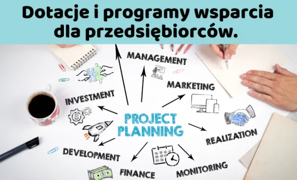 Dotacje i programy wsparcia dla przedsiębiorców - plakat