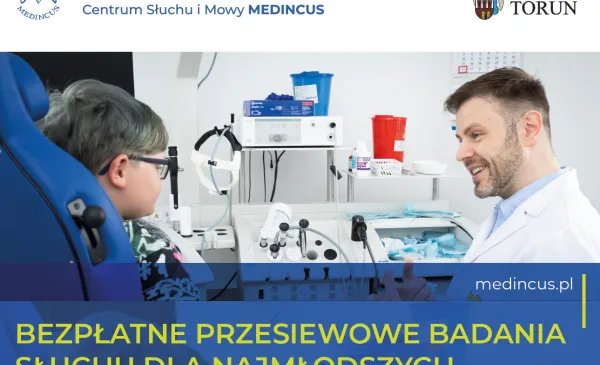 Gmina Miasta Toruń we współpracy z Toruńskim Centrum Słuchu i Mowy MEDINCUS prowadzi profilaktyczną akcję bezpłatnych badań słuchu, skierowaną do dzieci 5-letnich uczęszczających do toruńskich przedszkoli.
