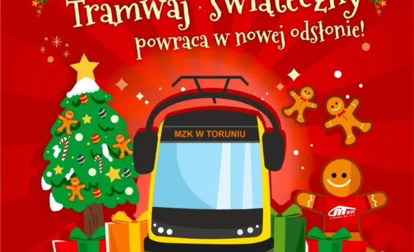 Toruński świąteczny tramwaj