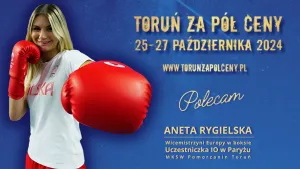 Toruń za pół ceny - plakat z pięściarką Anetą Rygielską