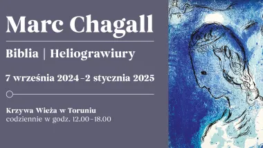 Grafika promująca wystawę Marc Chagal w Krzywej Wieży