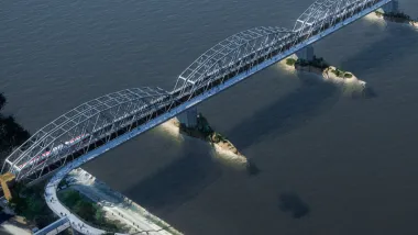 Wizualizacja kładki pieszo-rowerowej wzdłuż mostu kolejowego im. E. Malinowskiego