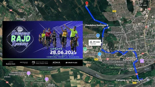 Mapa historycznego rajdu rowerowego