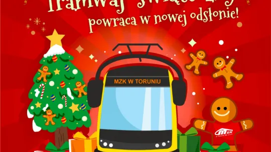 Toruński świąteczny tramwaj