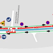 Mapa zmian w rozkładzie na jazdy na ul. Konstytucji 3 Maja