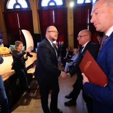 Prezydent Torunia Paweł Gulewski i minister Sławomir Nitras