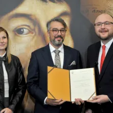 Od lewej: wiceprezydentka Dagmara Zielińska, dyrektor Jan Gessek, prezydent Paweł Gulewski