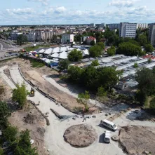 W Toruniu trwa budowa fragmentu Trasy Staromostowej w rejonie targowiska miejskiego.