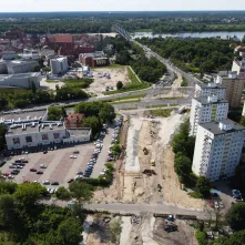 W Toruniu trwa budowa fragmentu Trasy Staromostowej w rejonie targowiska miejskiego.