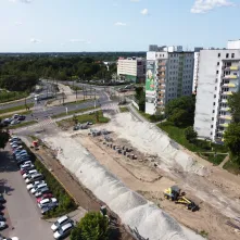 W Toruniu trwa budowa fragmentu Trasy Staromostowej w rejonie targowiska miejskiego.