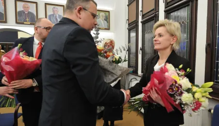 Przewodniczący Rady Łukasz Walkusz i Skarbnik Miasta Aneta Pietrzak