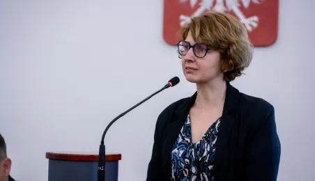 Wręczenie podziękowań Justynie Kardasz i Krzysztofowi Kołowskiemu