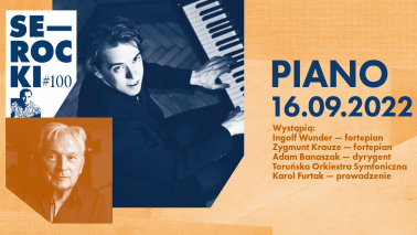 plakat koncertu SEROCKI #100 PIANO ze zdjęciami dwóch głównych wykonawców