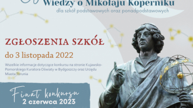 Plakat informująco o Konkursie wiedzy o Koperniku 
