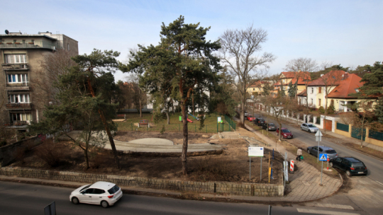 Na zdjęciu: widok z góry na powstawanie parku Kieszonkowego "Litewska Ojczyzna" przy ul. Matejki i Słowackiego