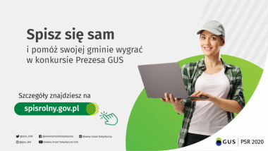Plakat promujący konkurs dla gmin w ramach Powszechnego Spisu Rolnego