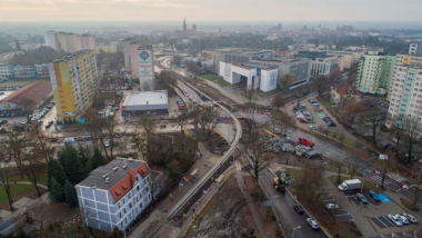 Za zdjęciu: widok z drona na ul.Warneńczyka i Grudziądzką