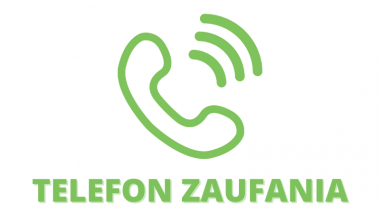 Na zdjęciu: zielona słuchawka i zielony napis telefon zaufania